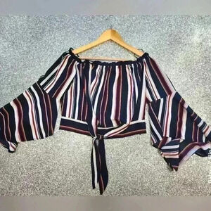 GUESS Off the shoulder long sleeve crop top